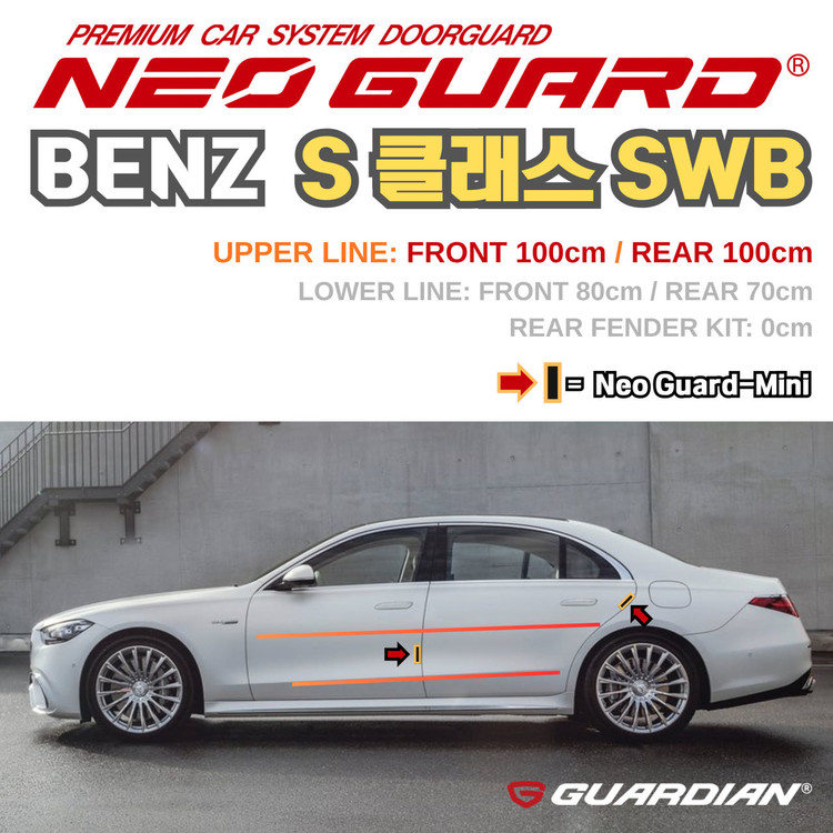 (좌/우 한 대분 세트) 벤츠 S클래스 SWB전용 차량용 도어가드 문콕방지가드 네오가드