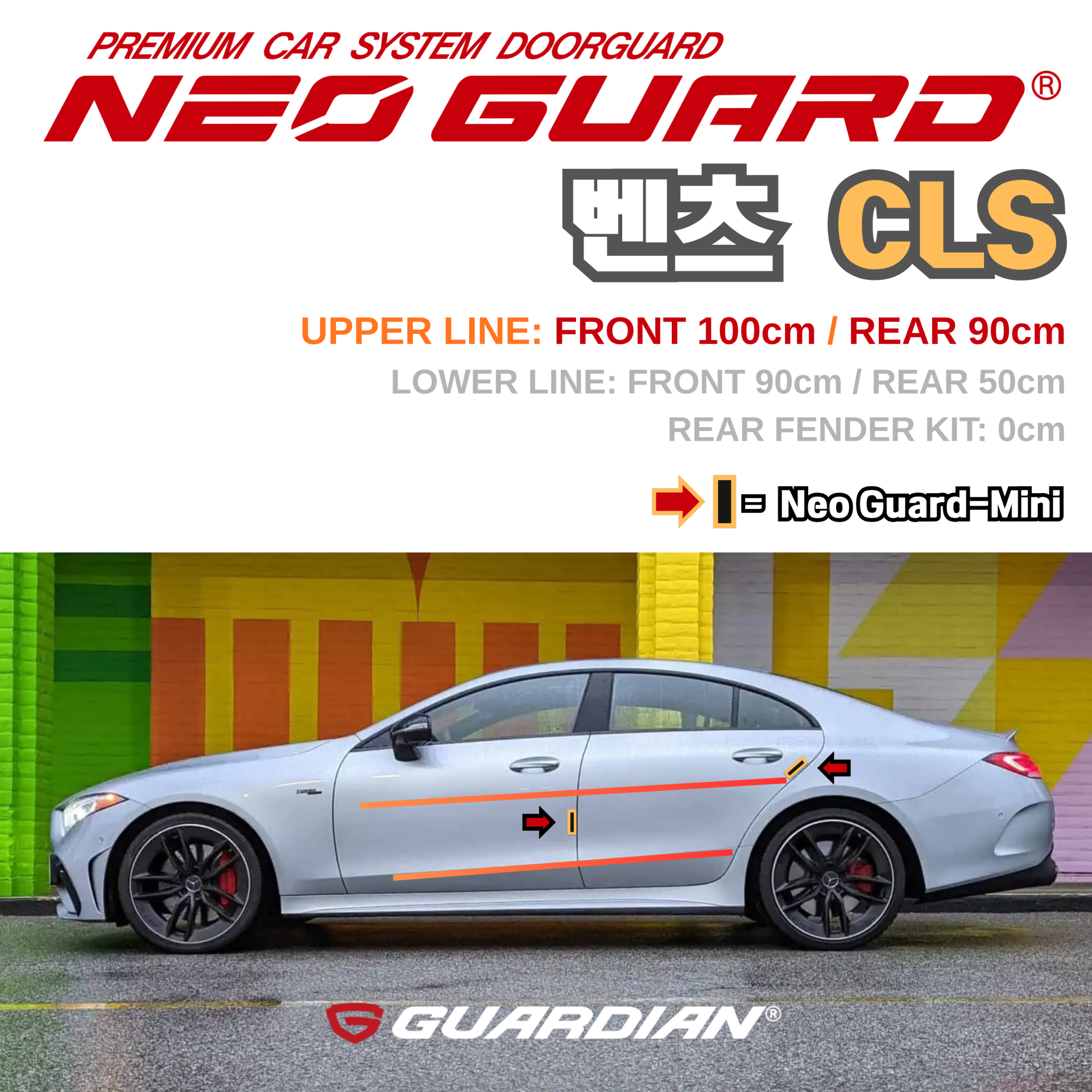 (좌/우 한 대분 세트) 벤츠 CLS전용 차량용 도어가드 문콕방지가드 네오가드