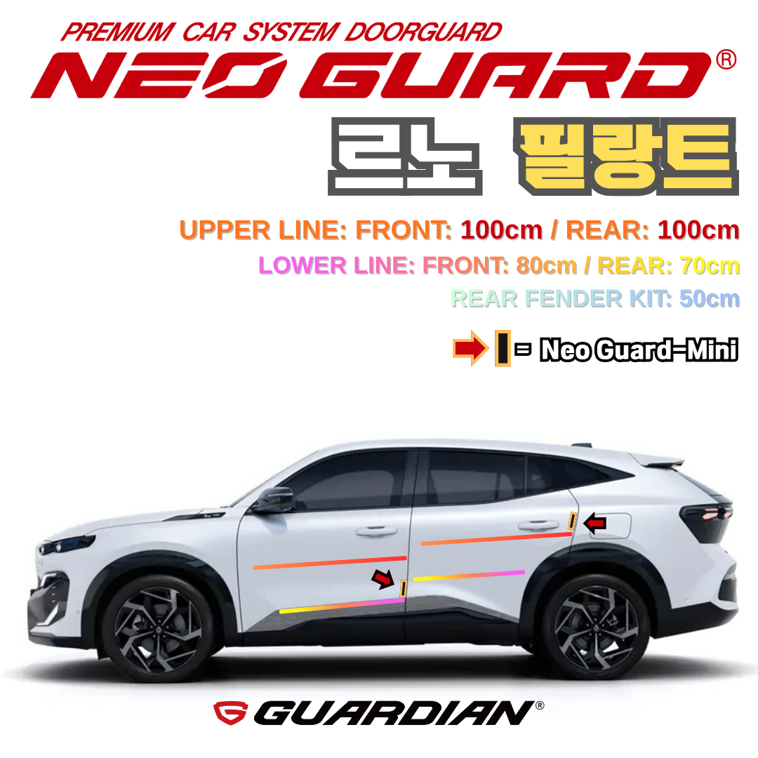 (좌/우 한 대분 세트) 르노 필랑트전용 차량용 도어가드 문콕방지가드 네오가드