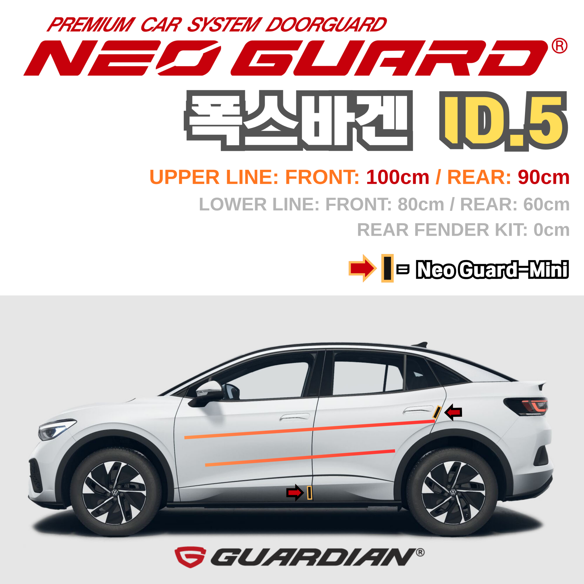 (좌/우 한 대분 세트) 폭스바겐 ID.5전용 차량용 도어가드 문콕방지가드 네오가드