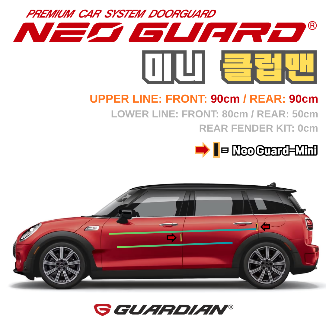 (좌/우 한 대분 세트) 미니 클럽맨전용 차량용 도어가드 문콕방지가드 네오가드