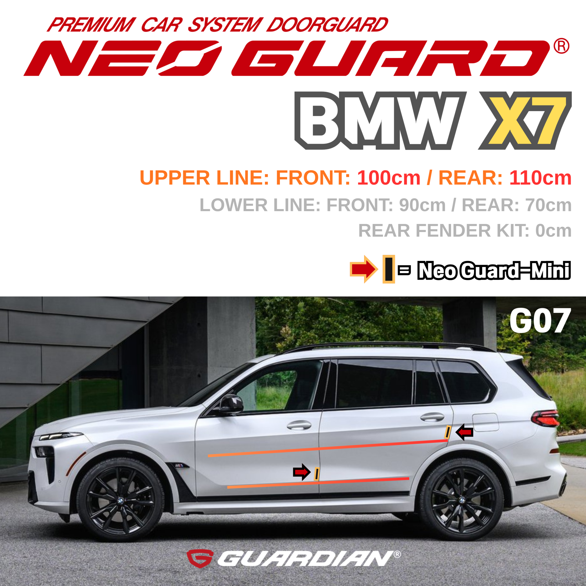 (좌/우 한 대분 세트) BMW X7전용 G07 차량용 도어가드 문콕방지가드 네오가드