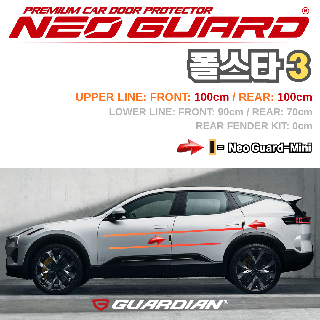 (좌/우 한 대분 세트) 폴스타3전용 차량용 도어가드 문콕방지가드 네오가드
