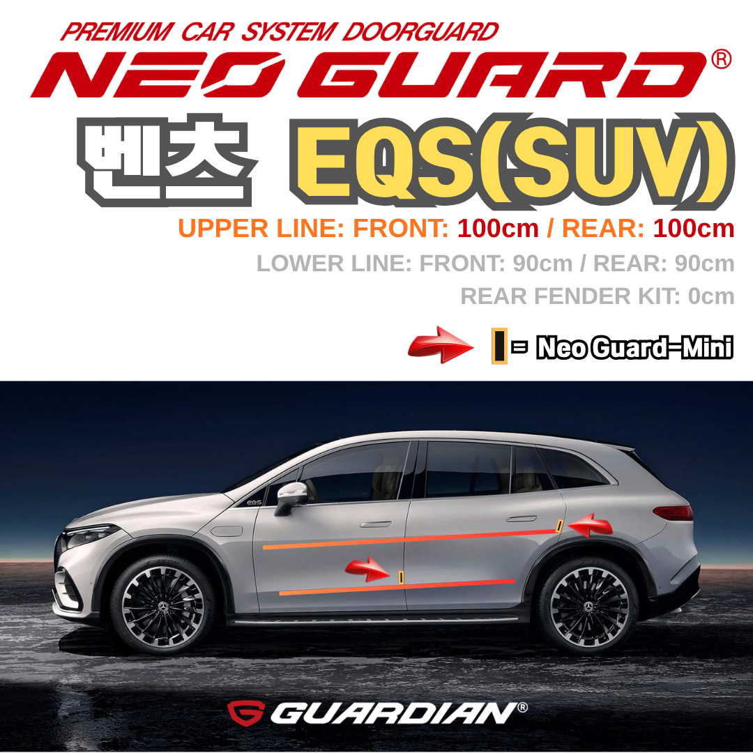 (좌/우 한 대분 세트) 벤츠 EQS(SUV)전용 차량용 도어가드 문콕방지가드 네오가드