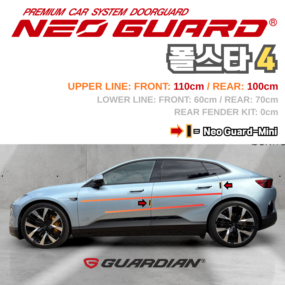 (좌/우 한 대분 세트) 폴스타4전용 차량용 도어가드 문콕방지가드 네오가드