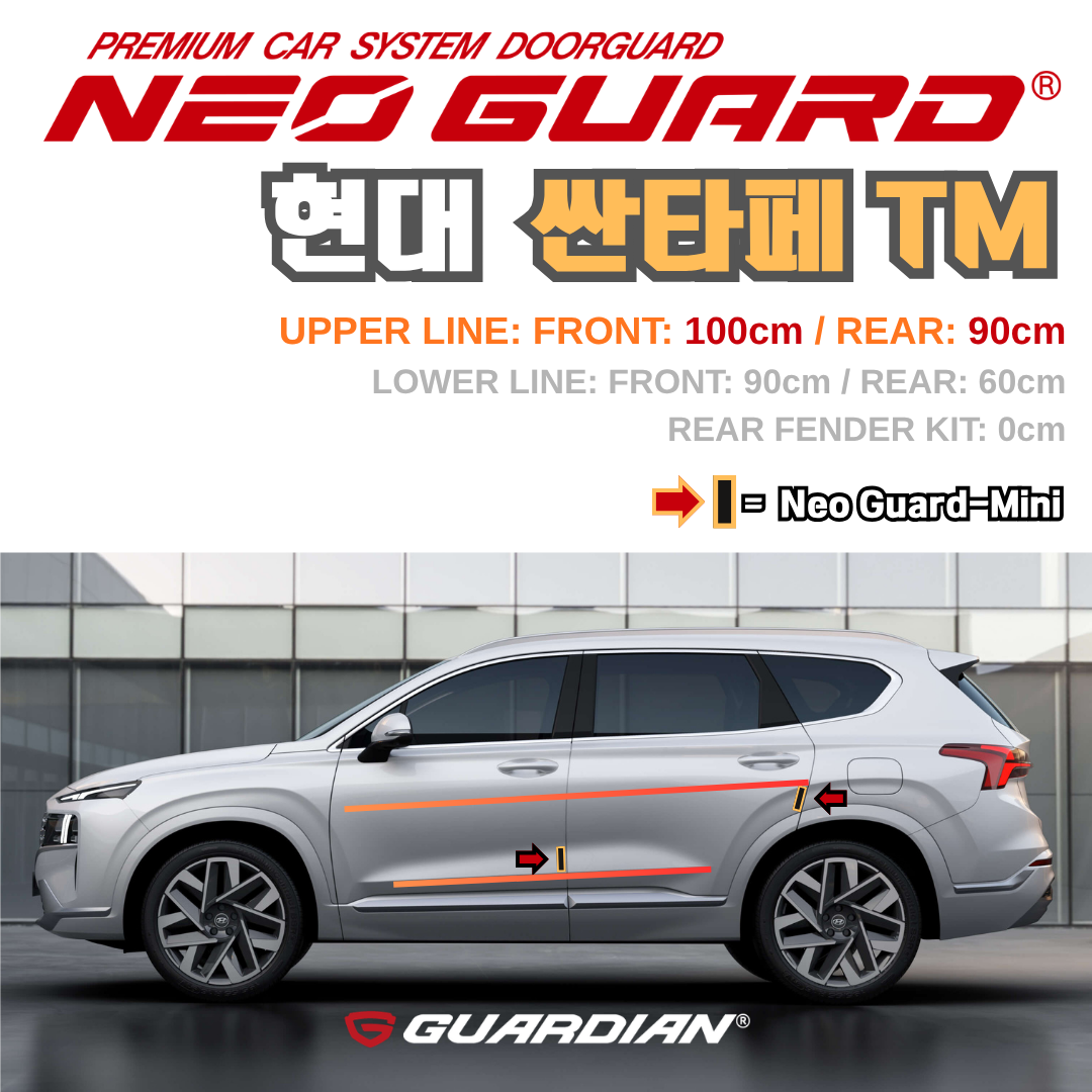 (좌/우 한 대분 세트) 현대 싼타페 TM전용 차량용 도어가드 문콕방지가드 네오가드