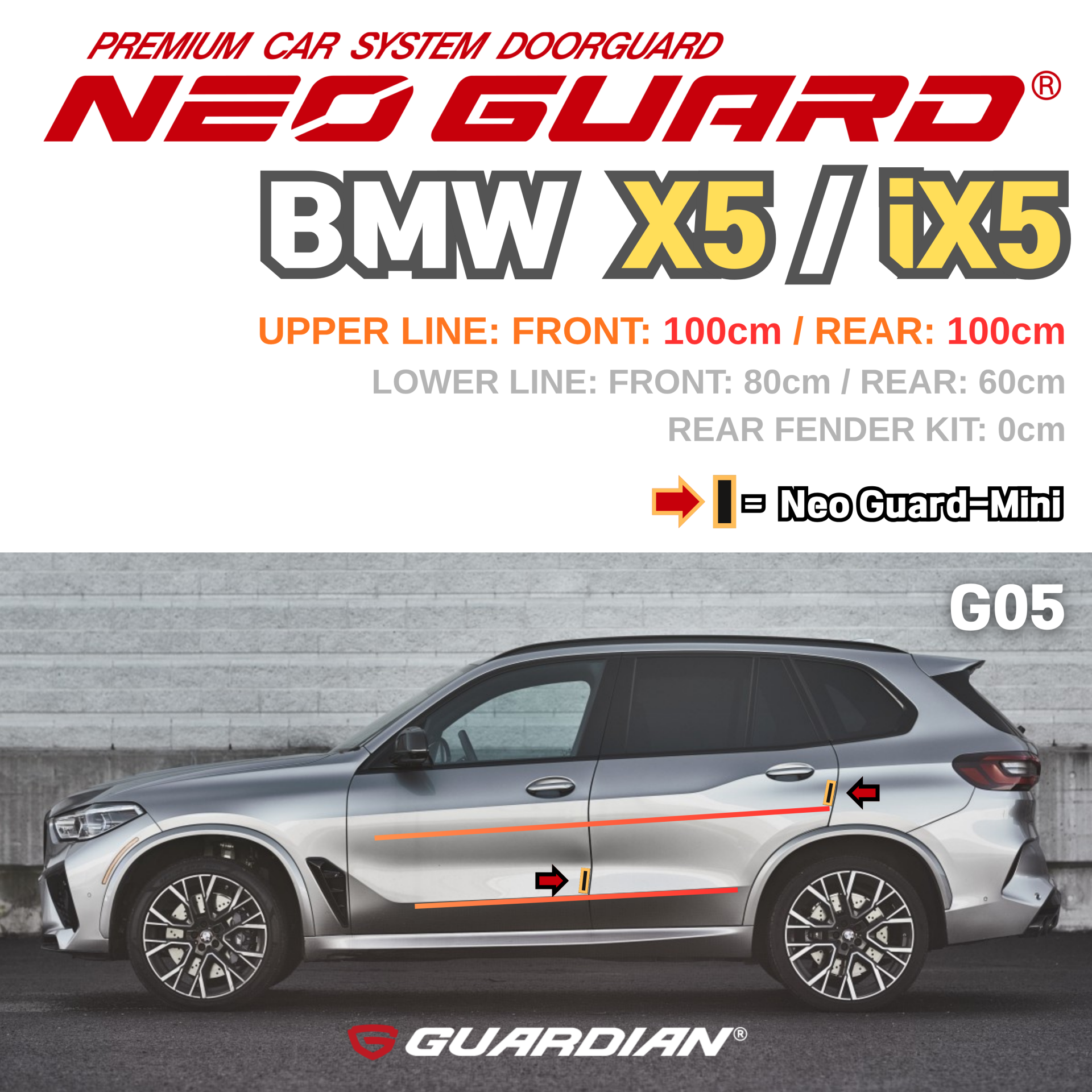 (좌/우 한 대분 세트) BMW X5 iX5전용 g05 차량용 도어가드 문콕방지가드 네오가드