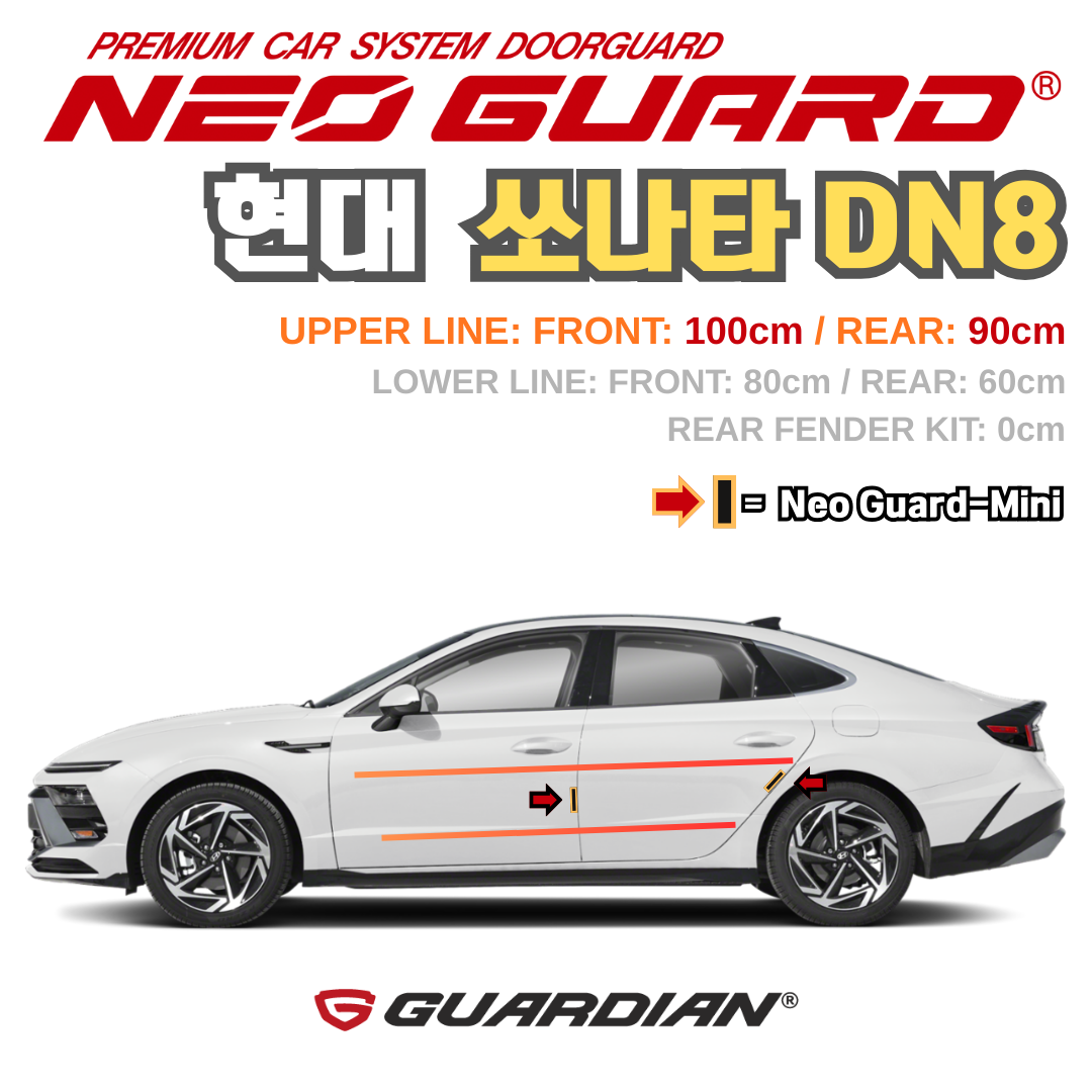 (좌/우 한 대분 세트) 현대 쏘나타 DN8전용 차량용 도어가드 문콕방지가드 네오가드