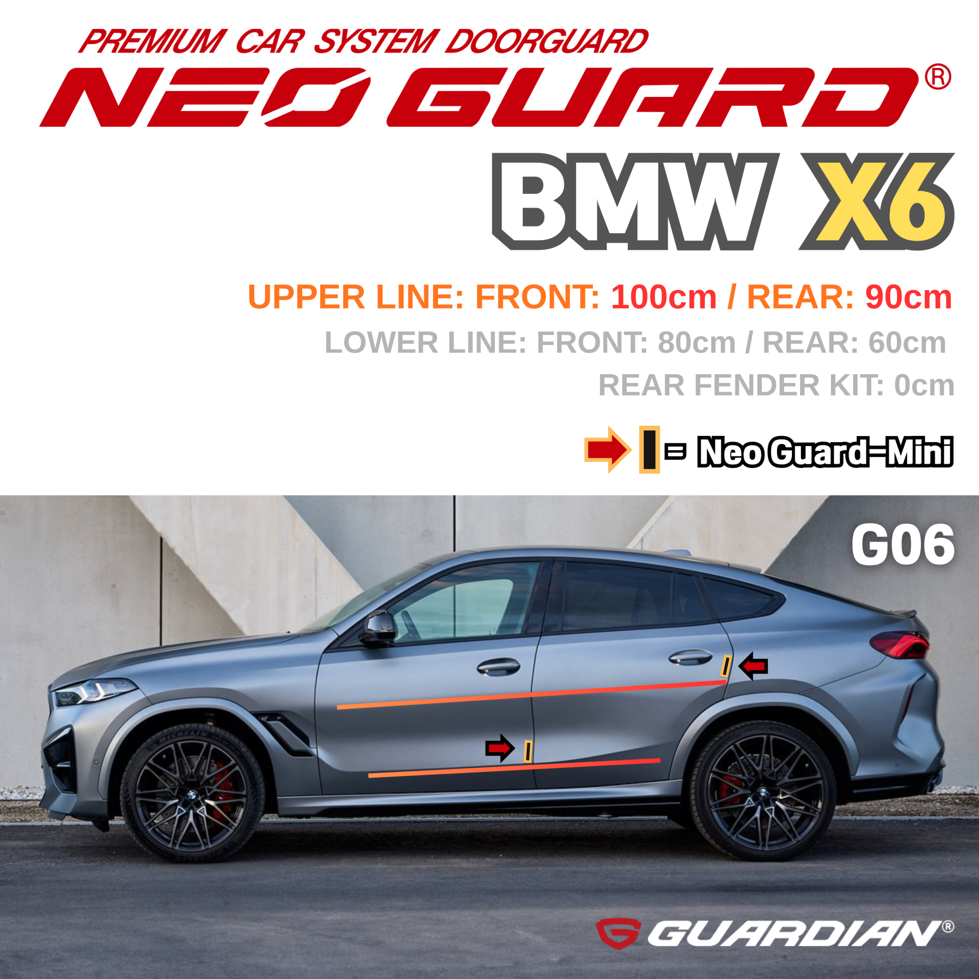 (좌/우 한 대분 세트) BMW X6전용 G06 차량용 도어가드 문콕방지가드 네오가드