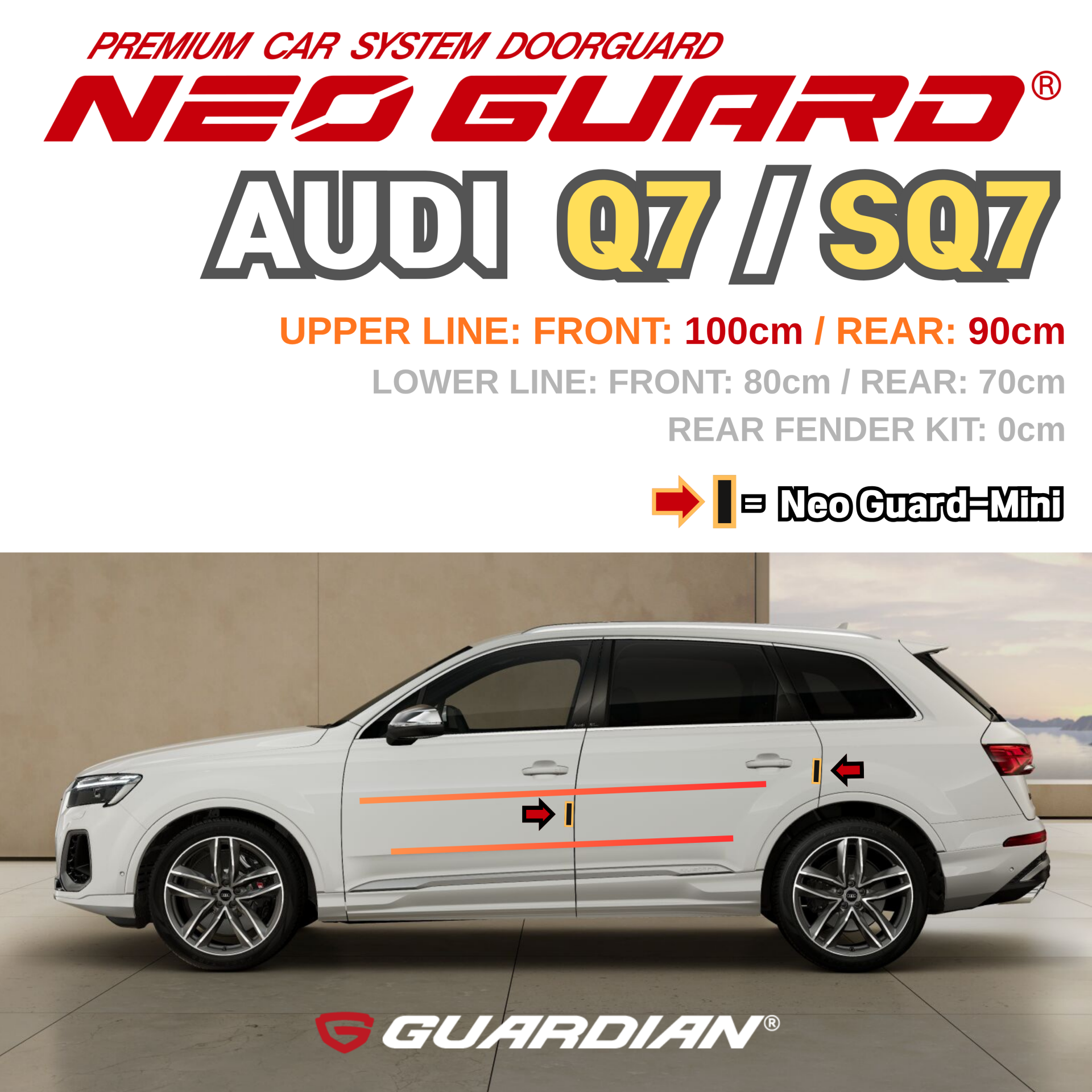 (좌/우 한 대분 세트) 아우디 Q7 SQ7전용 차량용 도어가드 문콕방지가드 네오가드