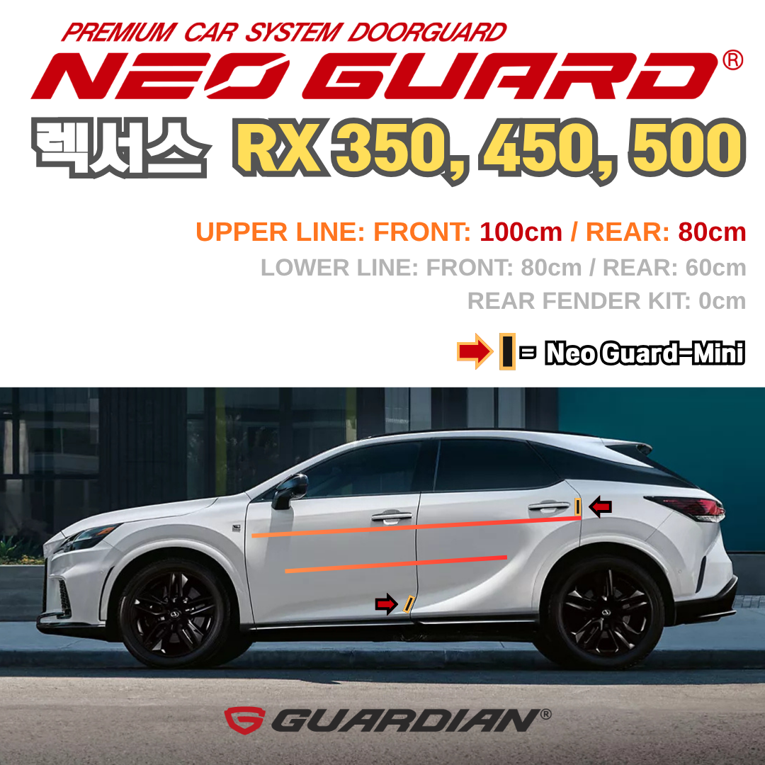 (좌/우 한 대분 세트) 렉서스 RX350 450 500전용 차량용 도어가드 문콕방지가드 네오가드
