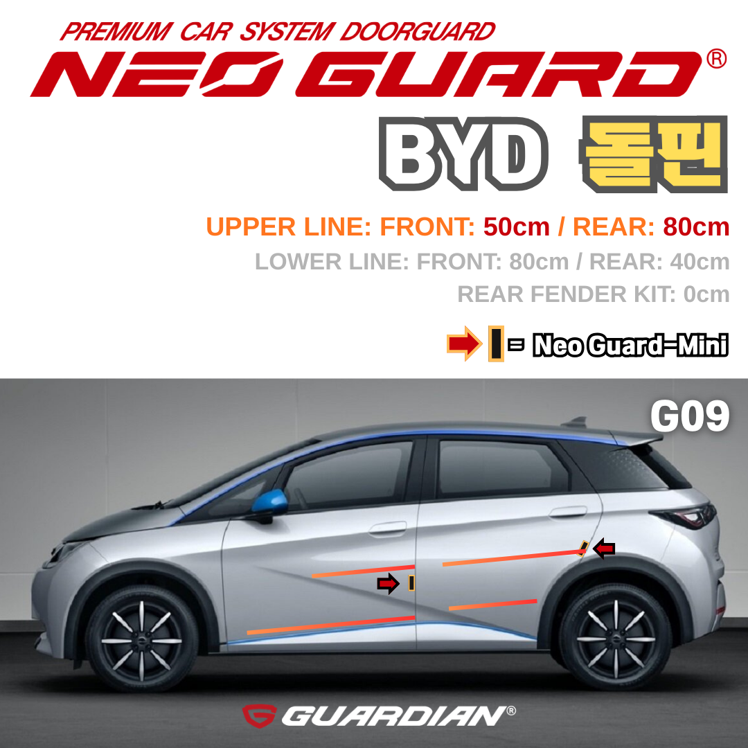 (좌/우 한 대분 세트) BYD 돌핀전용 차량용 도어가드 문콕방지가드 네오가드