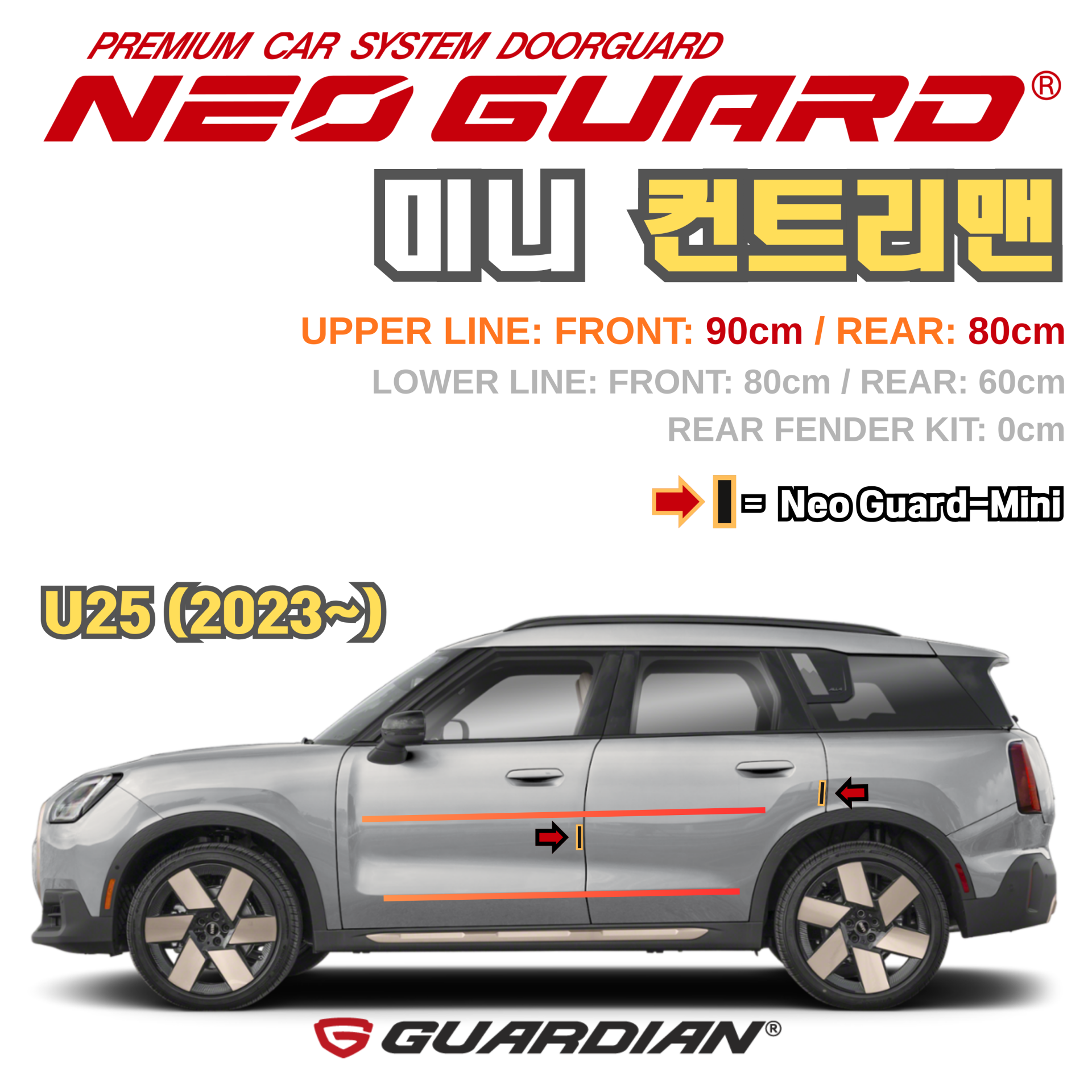 (좌/우 한 대분 세트) 미니 컨트리맨전용 차량용 도어가드 문콕방지가드 네오가드