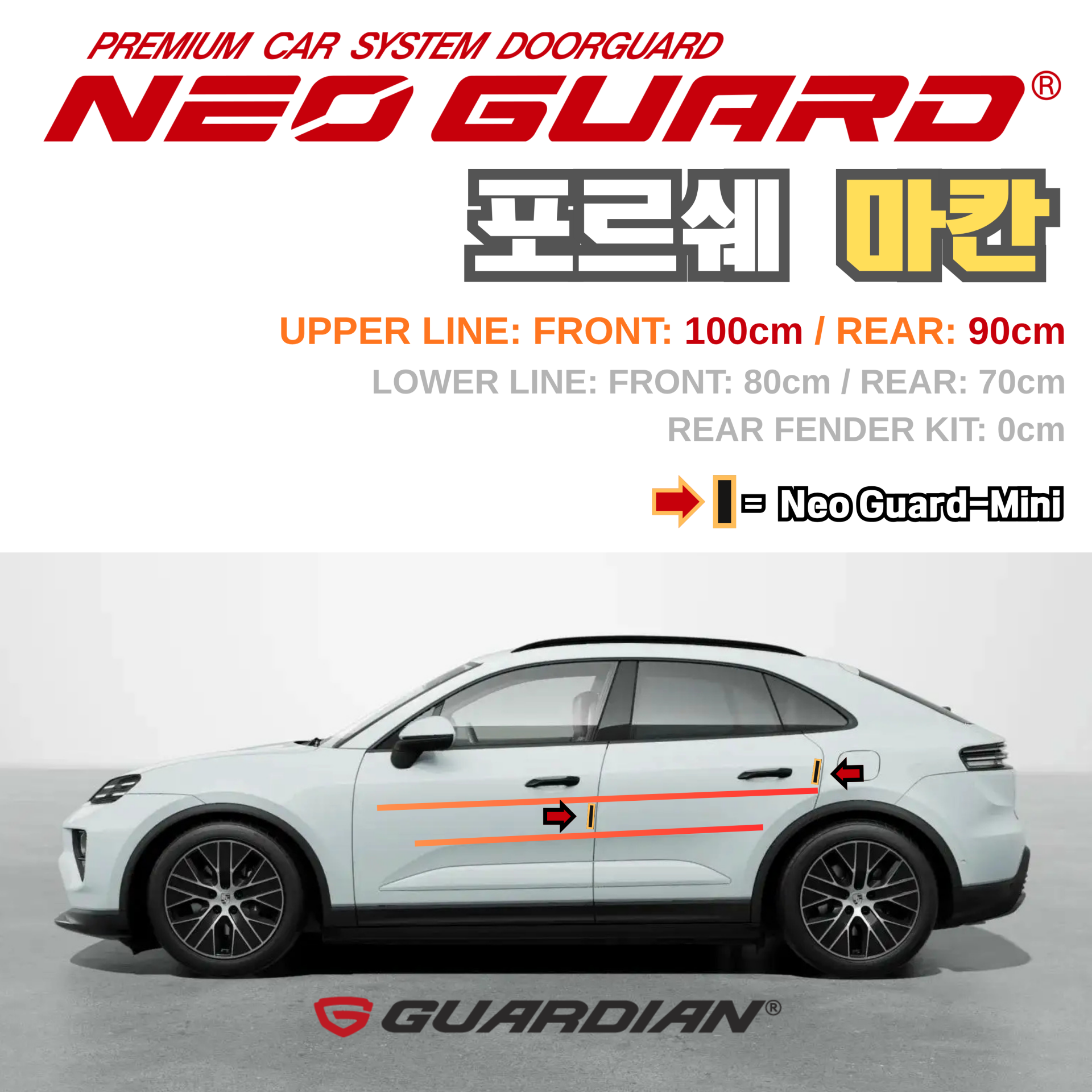 (좌/우 한 대분 세트) 포르쉐 마칸전용 차량용 도어가드 문콕방지가드 네오가드