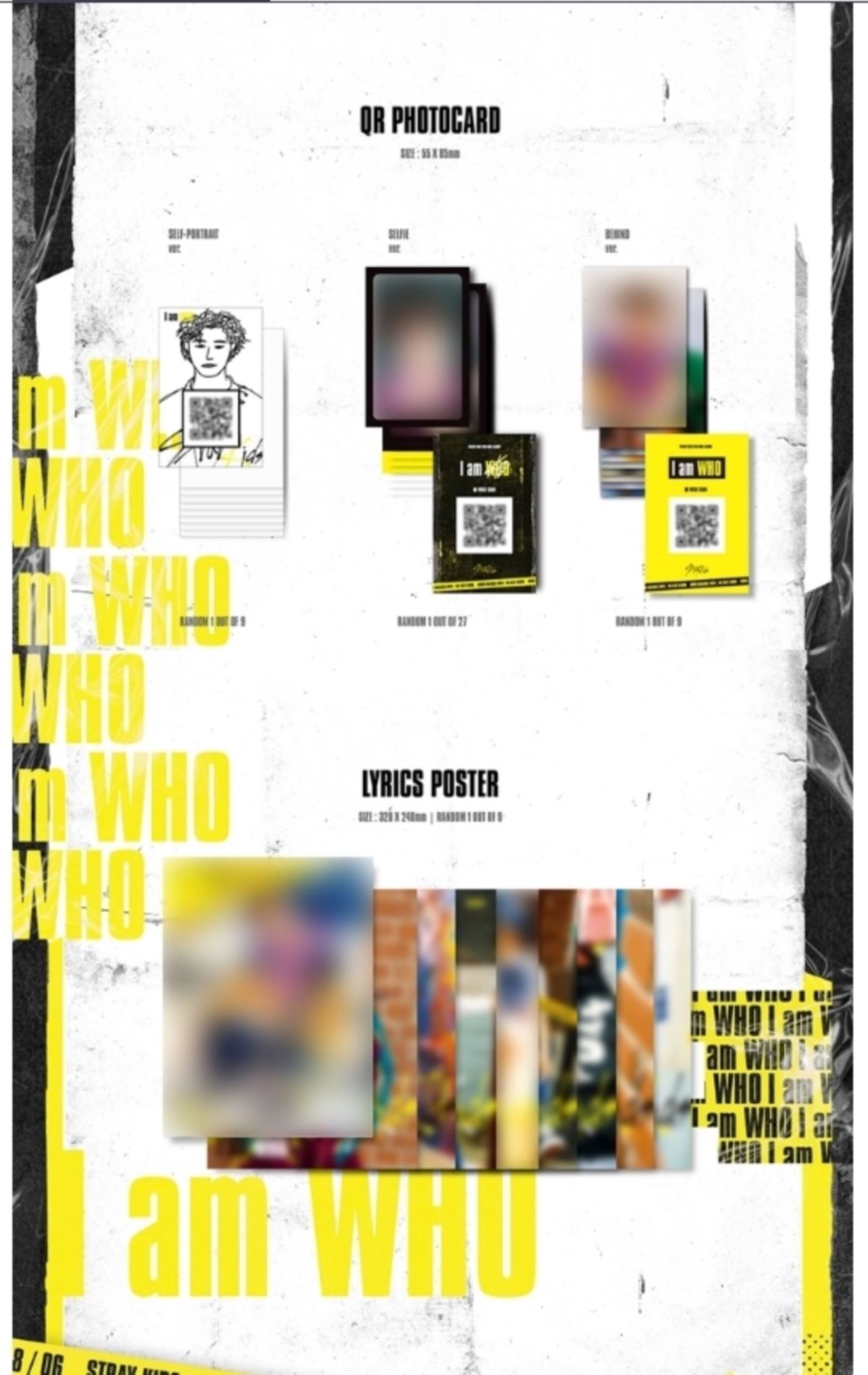 2nd Mini /álbum on Pack P/óster Who Ver. CD JYP Entertainment Stray Kids/ / I Am Who photobook 3/ QR Photocards