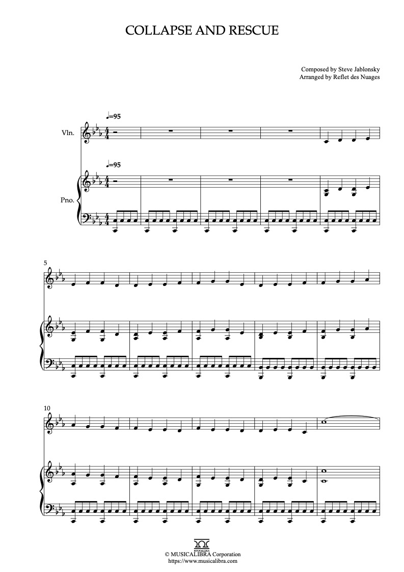 Partitura de Steamboy Collapse and Rescue arreglada para dueto de violín y piano