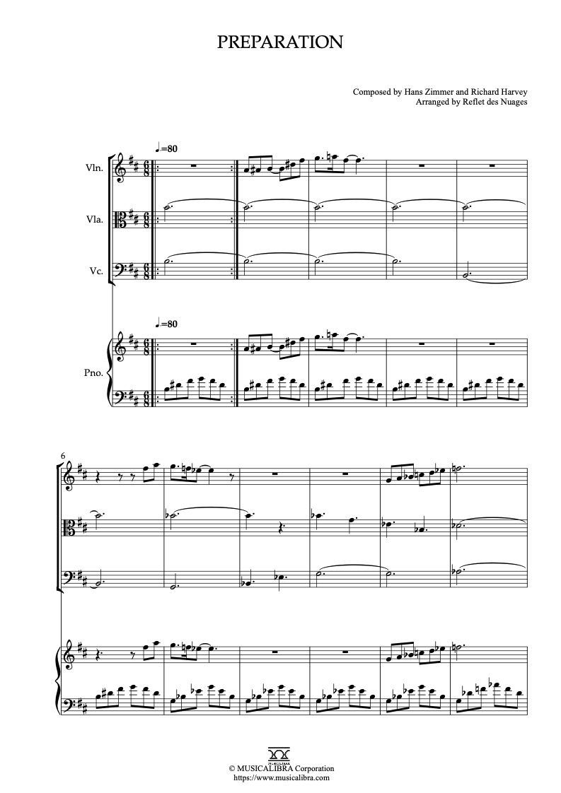 Partitura de The Little Prince Preparation arreglada para cuarteto de violín, viola, violonchelo y piano