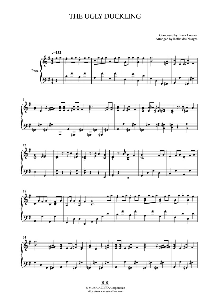 Partitura de The Ugly Duckling arreglada para piano solo