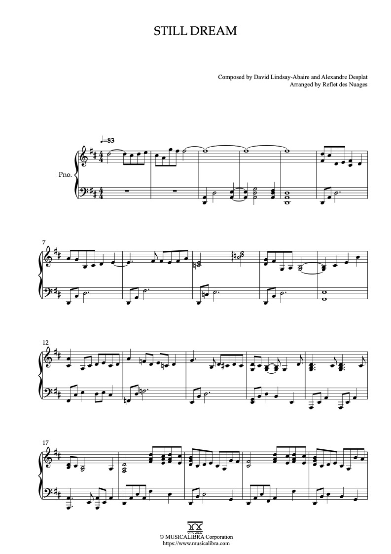 Rise of the Guardians Still Dream ピアノソロ 編曲 楽譜