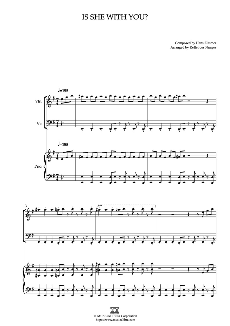 Wonder Woman Theme Is She With You? 三重奏 乐谱 - 小提琴, 大提琴, 钢琴