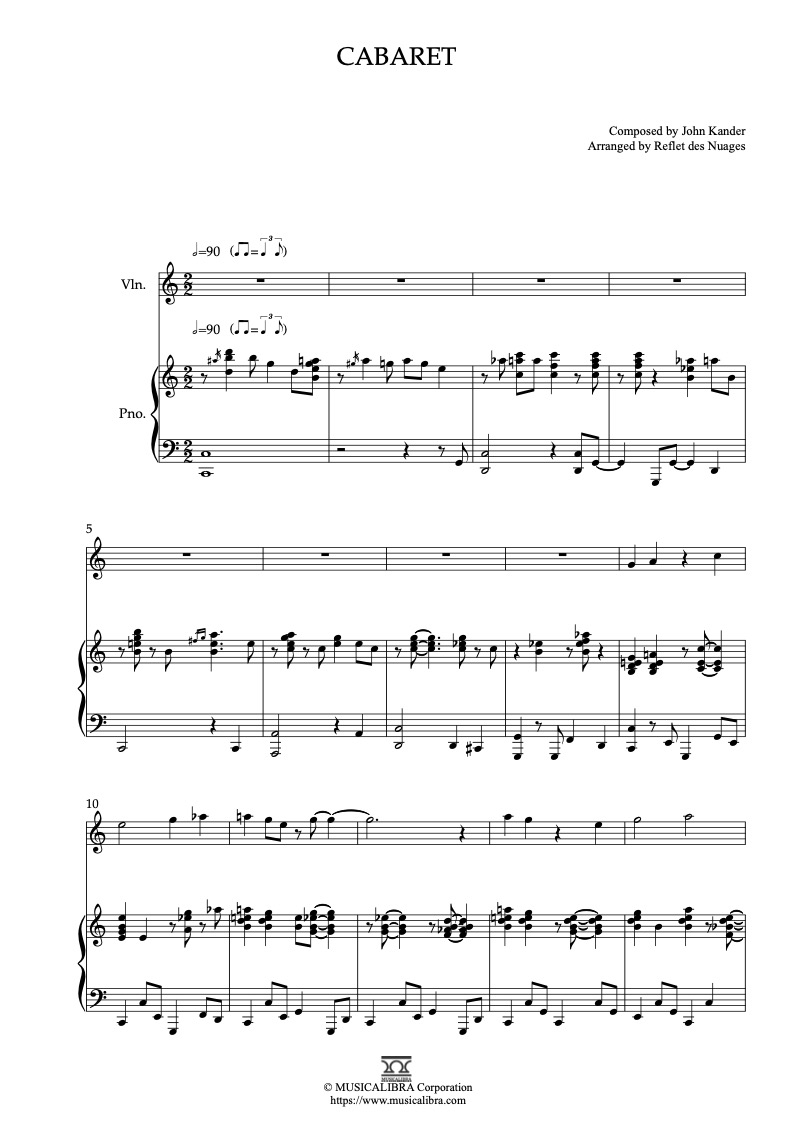 Musical 'Cabaret' Cabaret 二重奏 樂譜 - 小提琴, 鋼琴