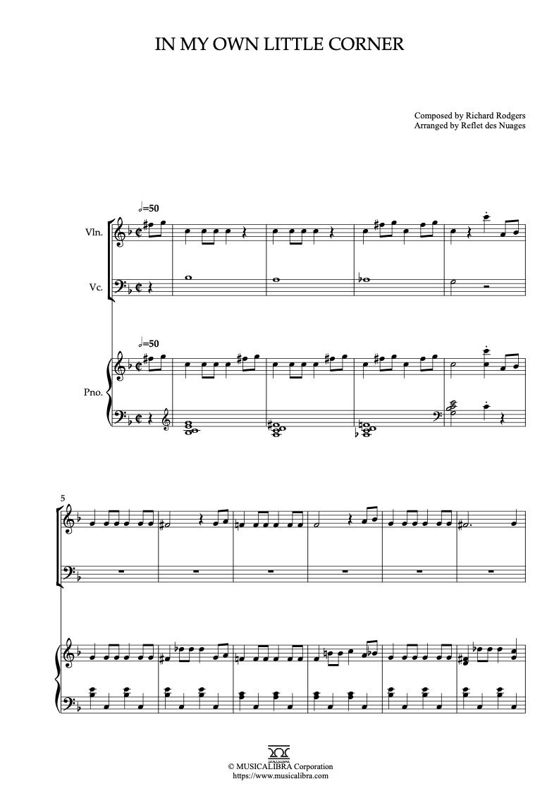 Sheet music of Let It Snow arranged for violin, cello and piano trio chamber ensemble preview page 1