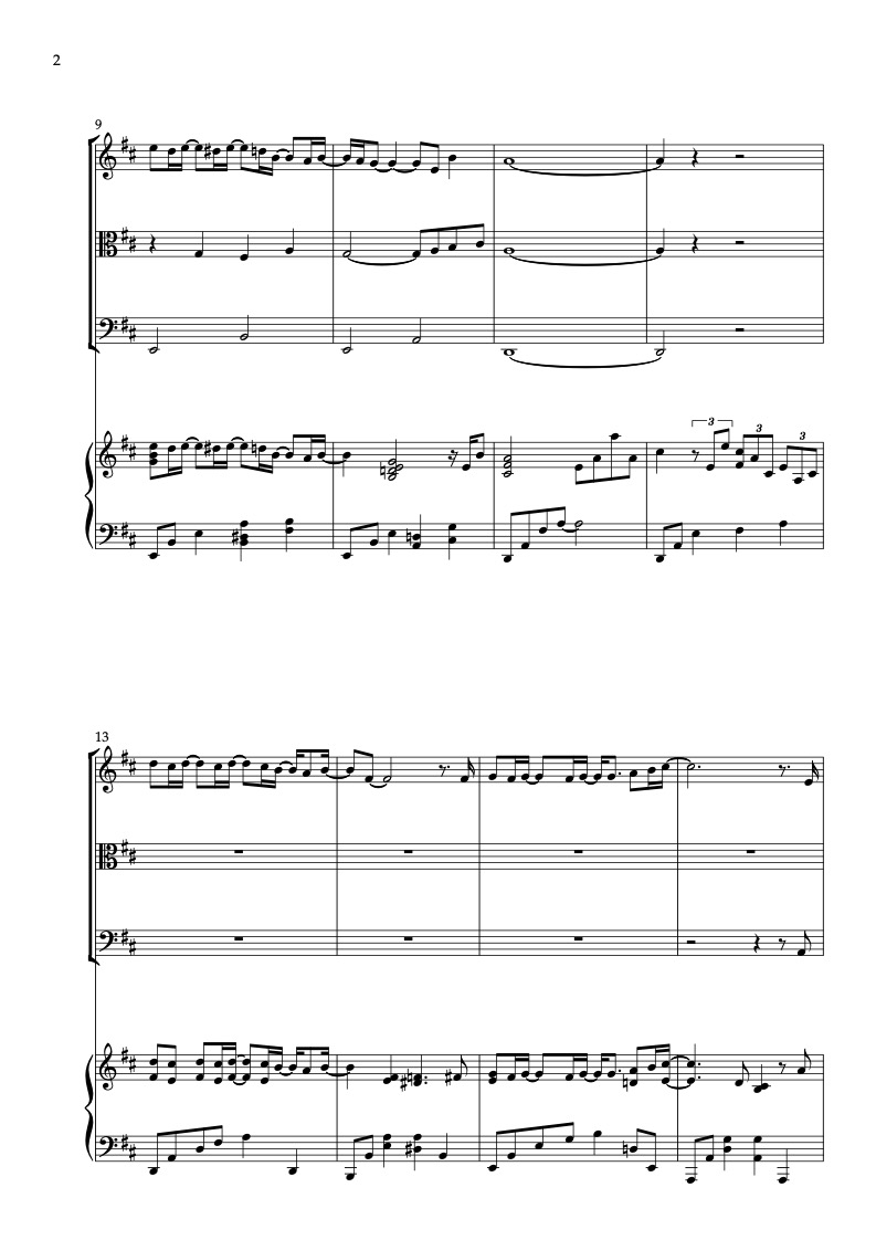 Lately 四重奏 乐谱 - 小提琴, 中提琴, 大提琴, 钢琴