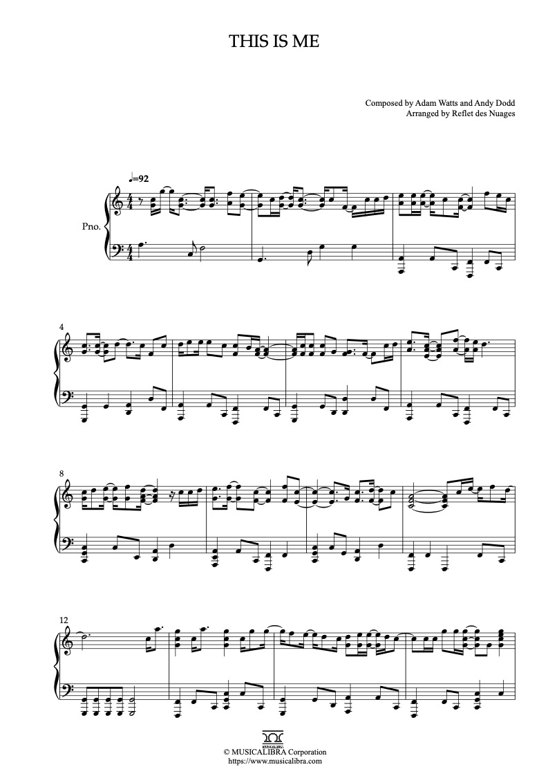 Camp Rock This Is Me ピアノソロ 編曲 楽譜