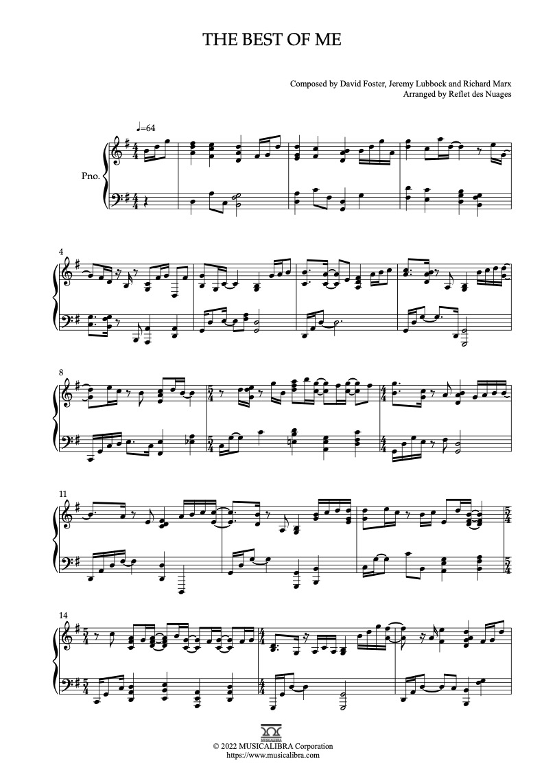 The Best of Me 피아노 편곡 악보