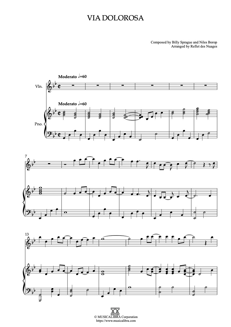Via Dolorosa 編曲楽譜 - ヴァイオリン、ピアノデュエット