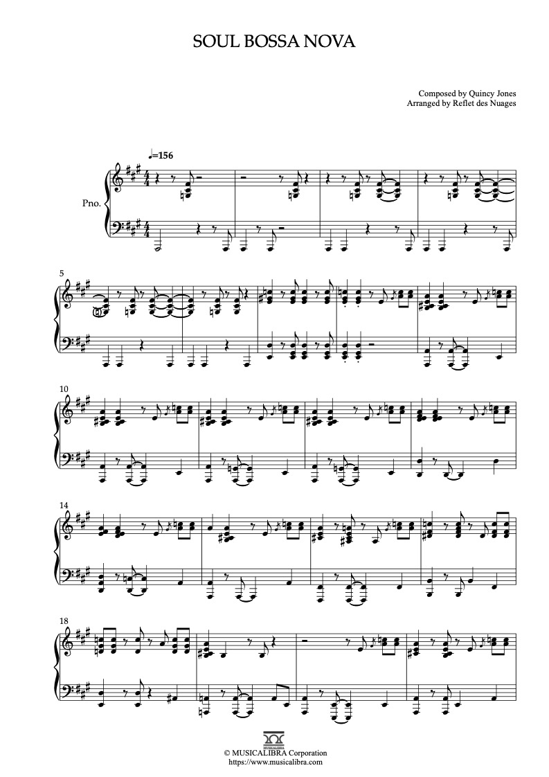 Austin Power Theme Soul Bossa Nova 钢琴 独奏 乐谱