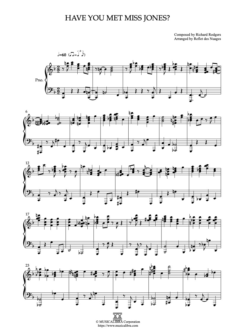 [PIANO SOLO 악보] Have You Met Miss Jones? 피아노 편곡 악보 : MUSICALIBRA KOREA
