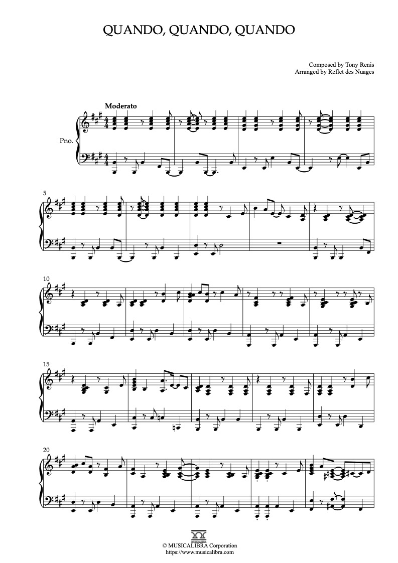 [PIANO SOLO 악보] Quando, Quando, Quando 피아노 편곡 악보 : MUSICALIBRA KOREA