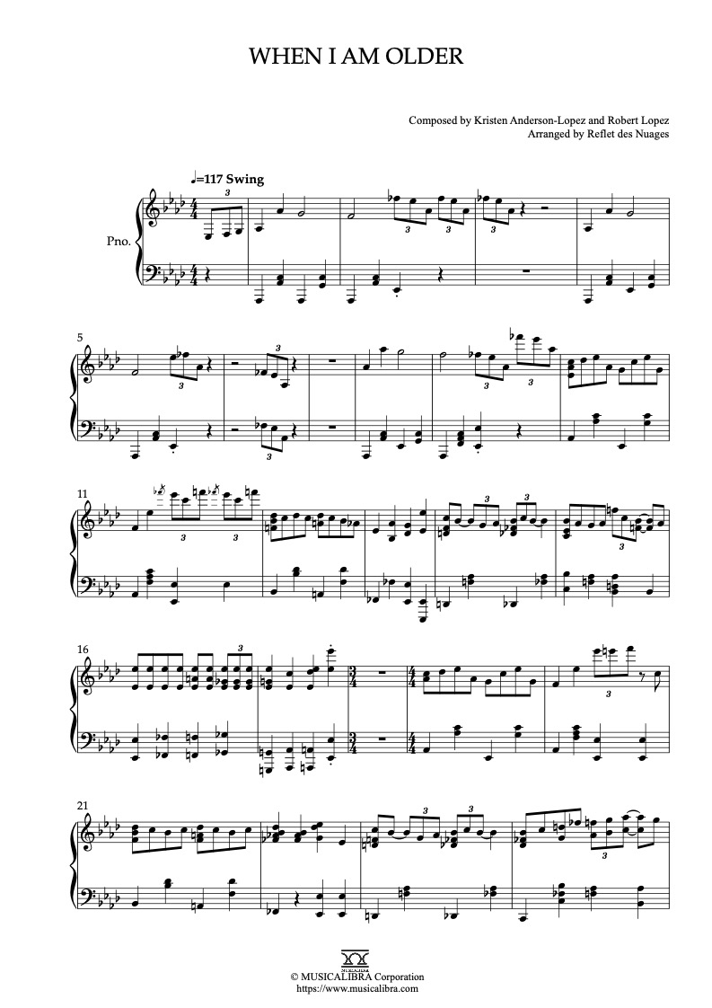 Frozen 2 Some When I Am Older ピアノソロ 編曲 楽譜
