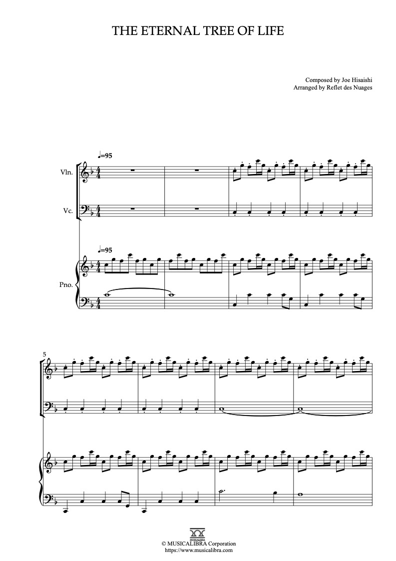 Castle in the Sky Theme The Eternal Tree of Life 三重奏 乐谱 - 小提琴, 大提琴, 钢琴