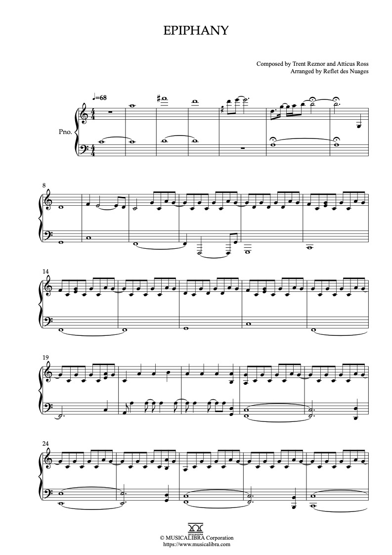 Partitura de Soul Epiphany arreglada para piano solo