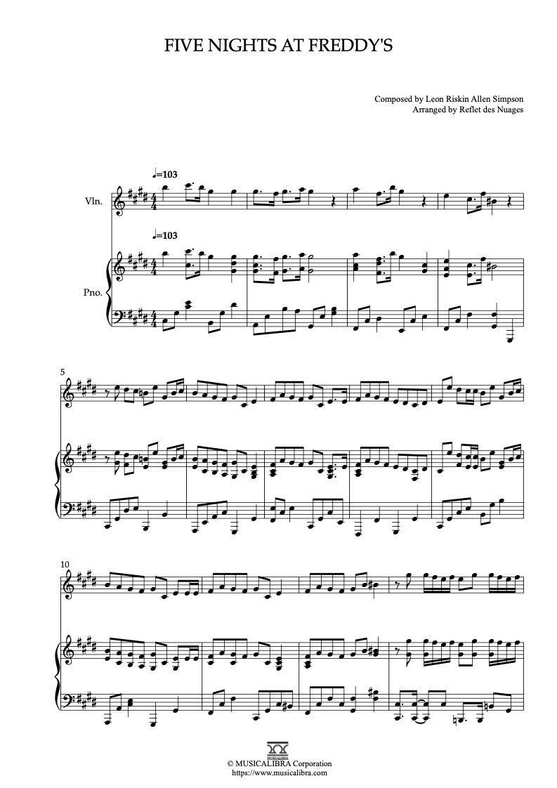 Five Night´s at Freddy´s Git.tab Sheet music for Guitar (Mixed Duet)