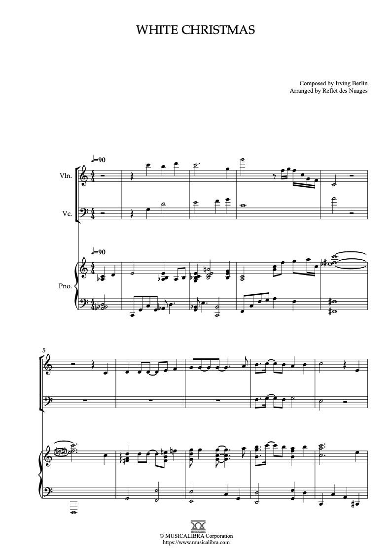White Christmas 編曲楽譜 - ヴァイオリン、チェロ、ピアノトリオ