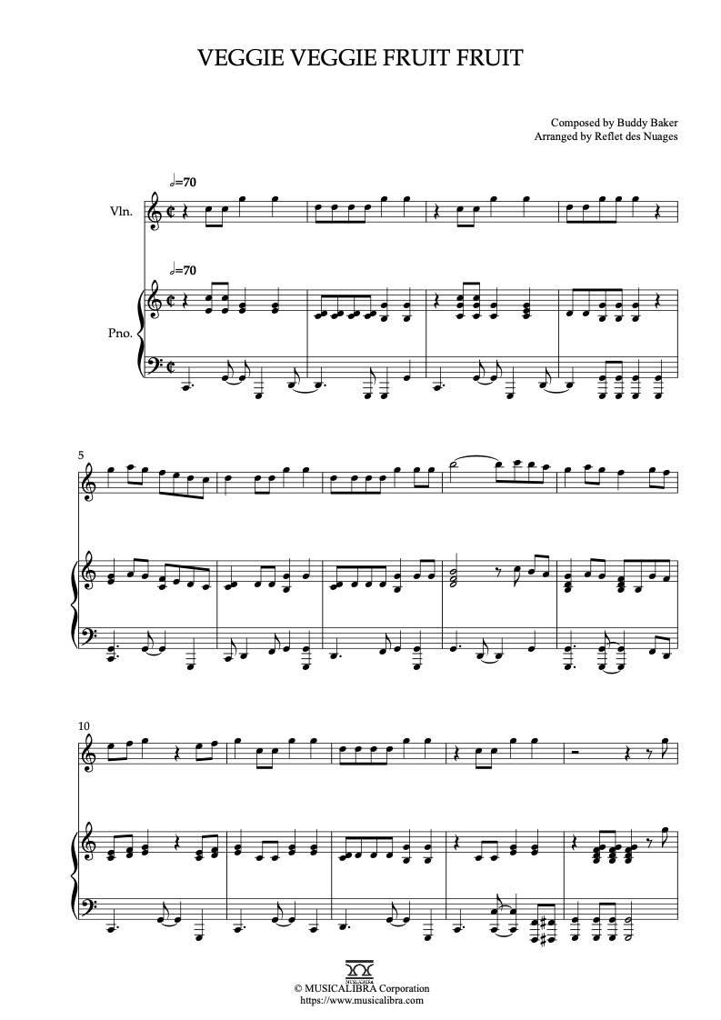 Kitchen Kabaret Veggie Veggie Fruit Fruit 二重奏 乐谱 - 小提琴, 钢琴