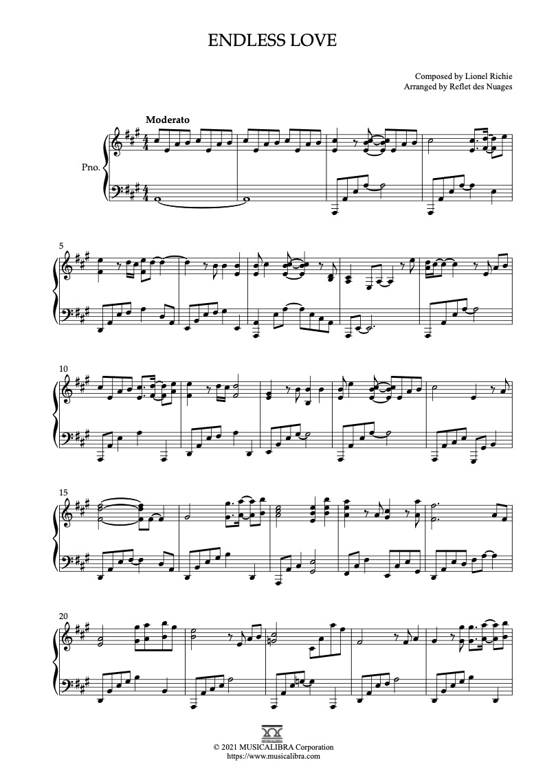 Endless Love(Diana Ross, Lionel Richie) 钢琴 独奏 乐谱
