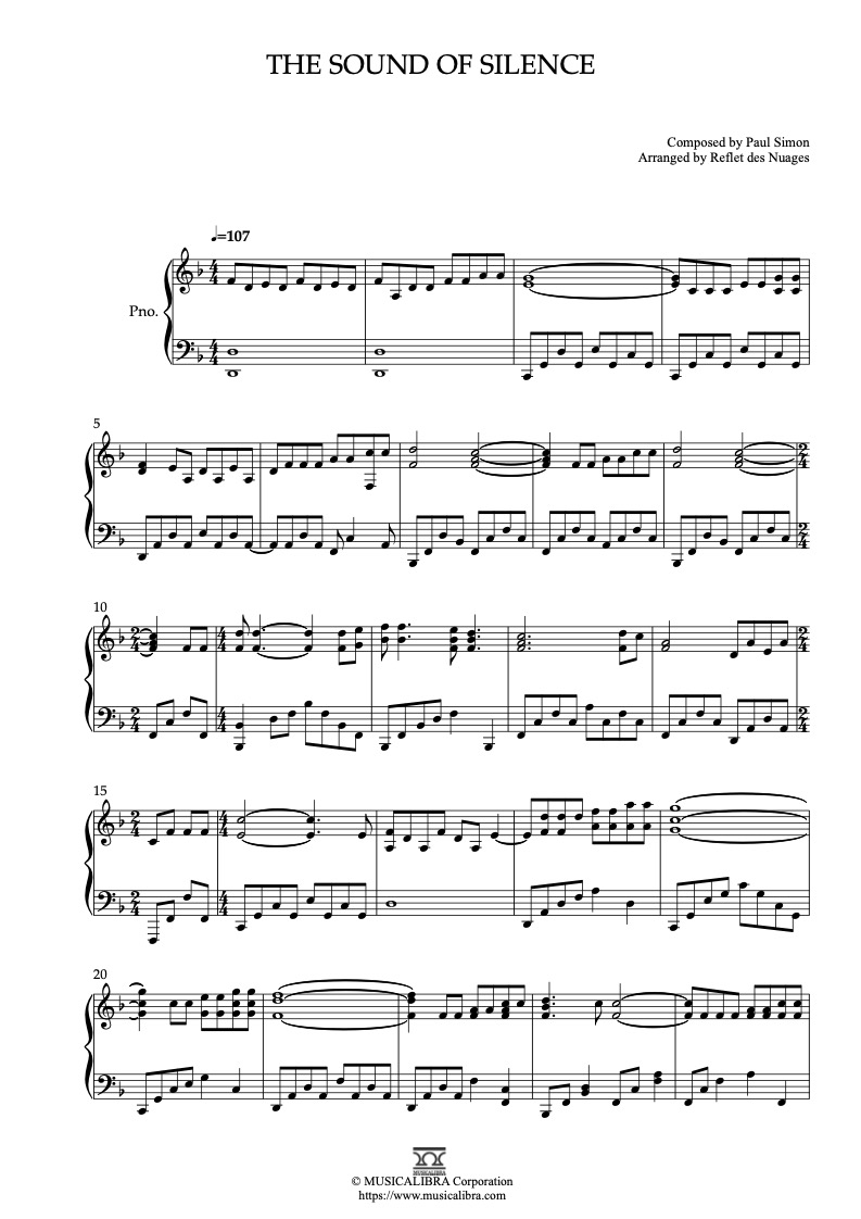 The Sound of Silence 钢琴 独奏 乐谱