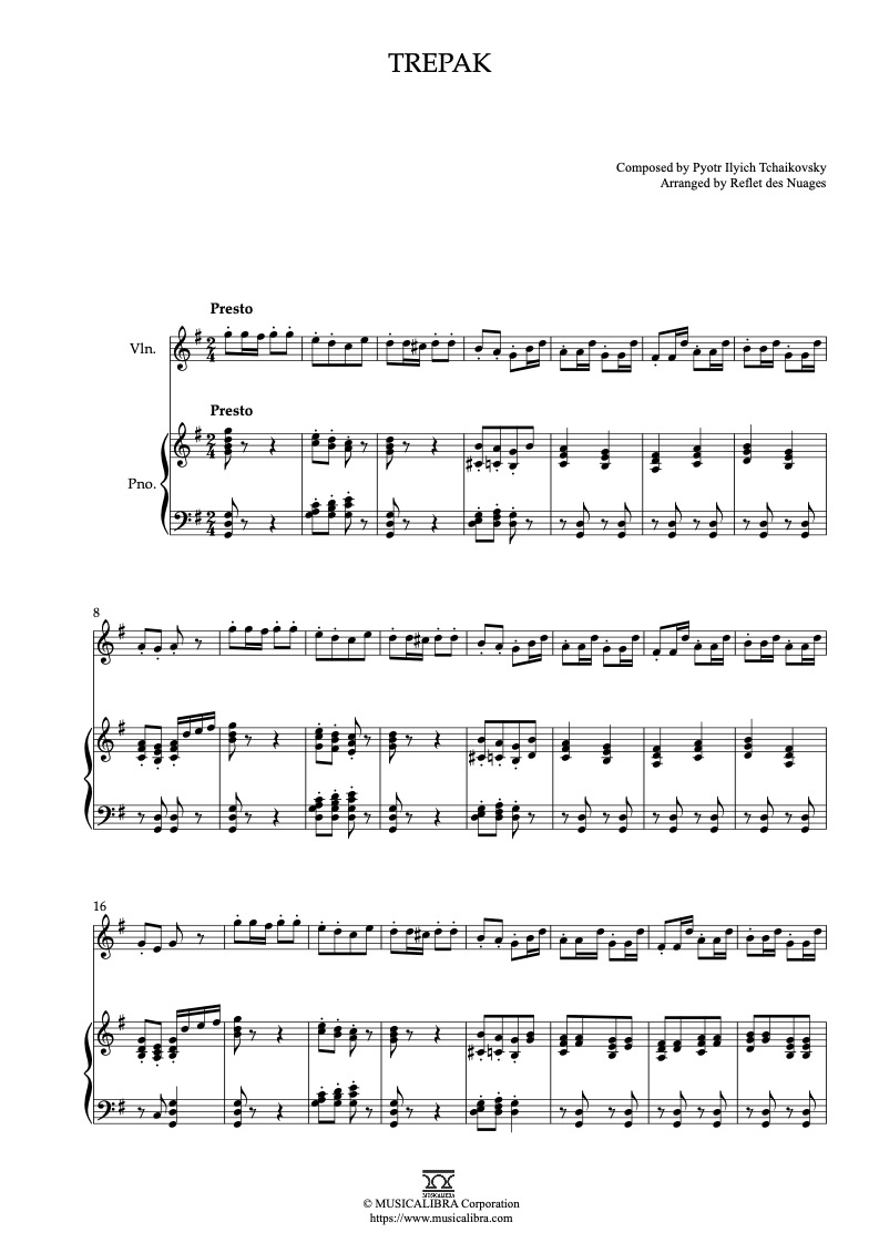 [DUET SHEET MUSIC] Trepak (The Nutcracker) - Violin and Piano Chamber ...