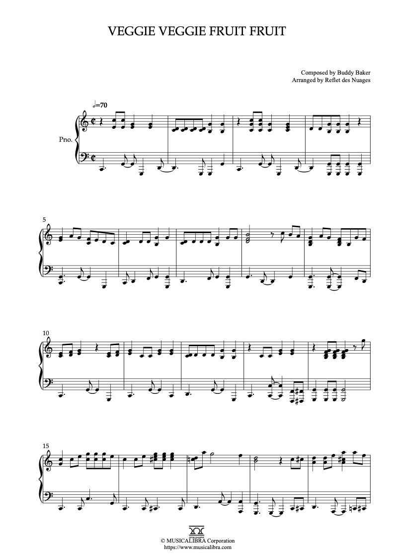 Kitchen Kabaret Veggie Veggie Fruit Fruit 钢琴 独奏 乐谱