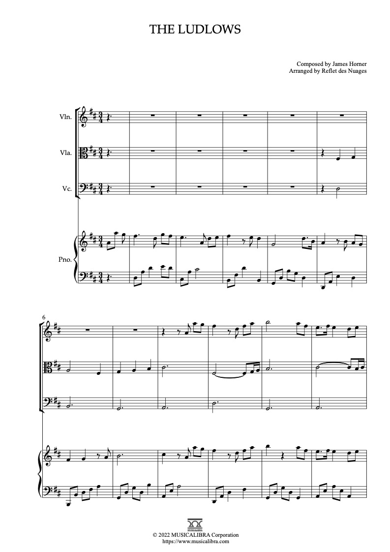The Ludlows 四重奏 樂譜 - 小提琴, 中提琴, 大提琴, 鋼琴