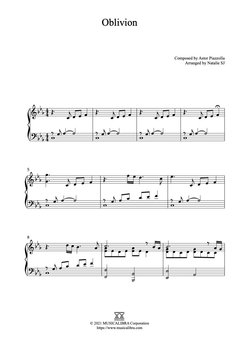 Contagioso Rodeo escarcha PIANO SOLO SHEET MUSIC] Oblivion : Musicalibra