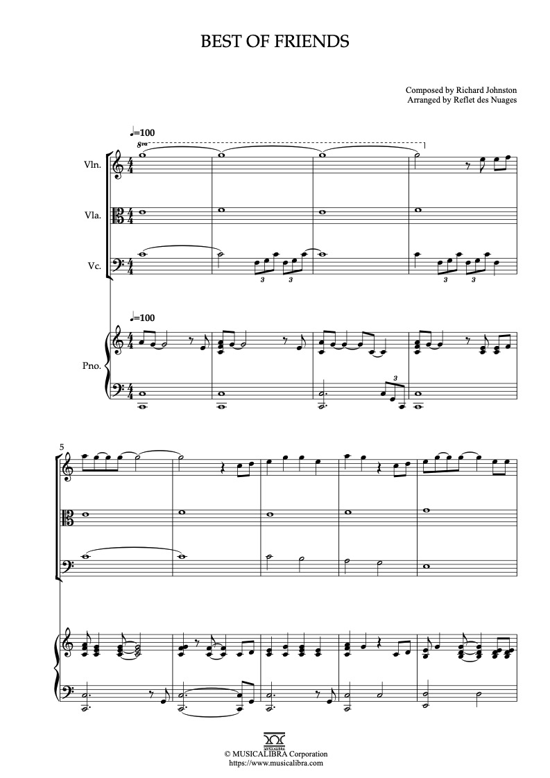 Partitura de The Fox and the Hound Best of Friends arreglada para cuarteto de violín, viola, violonchelo y piano