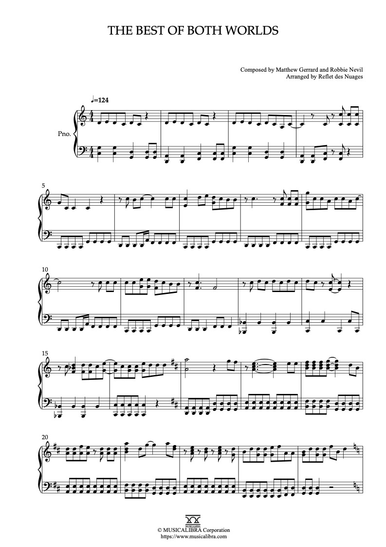 [PIANO SOLO SHEET MUSIC] The Best of Both Worlds MUSICALIBRA
