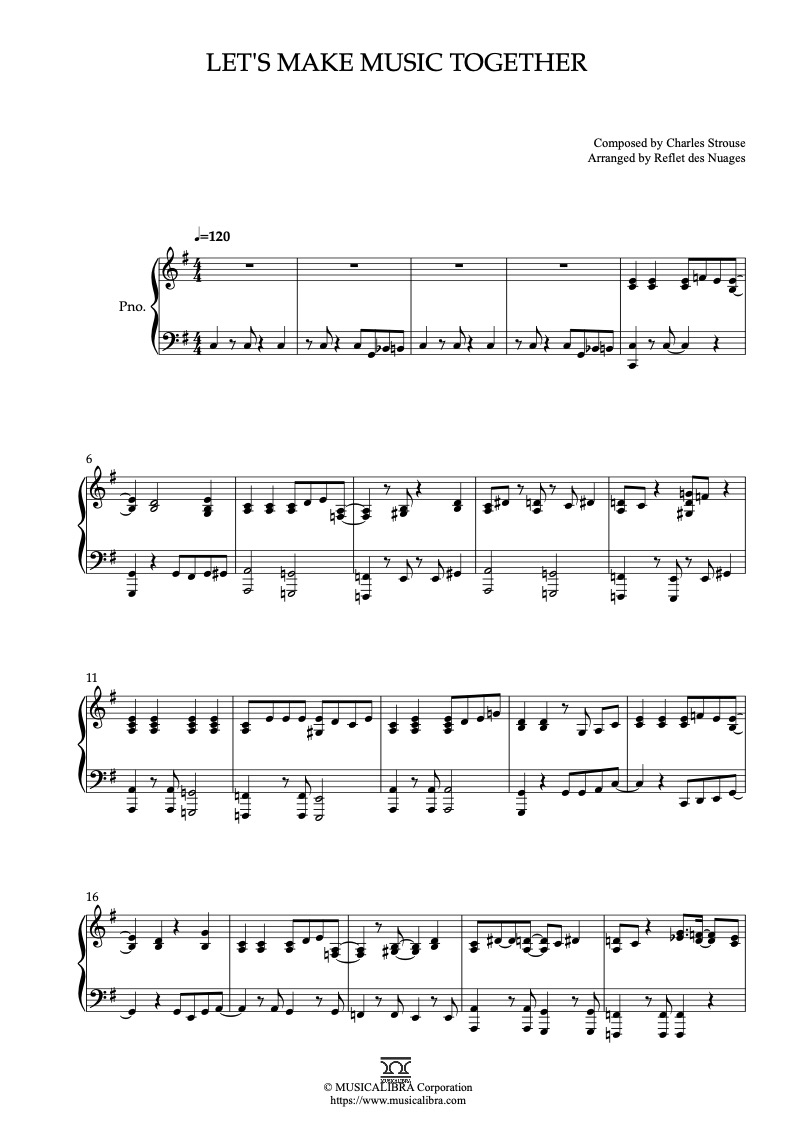 All Dogs Go to Heaven Let's Make Music Together 피아노 솔로 편곡 악보