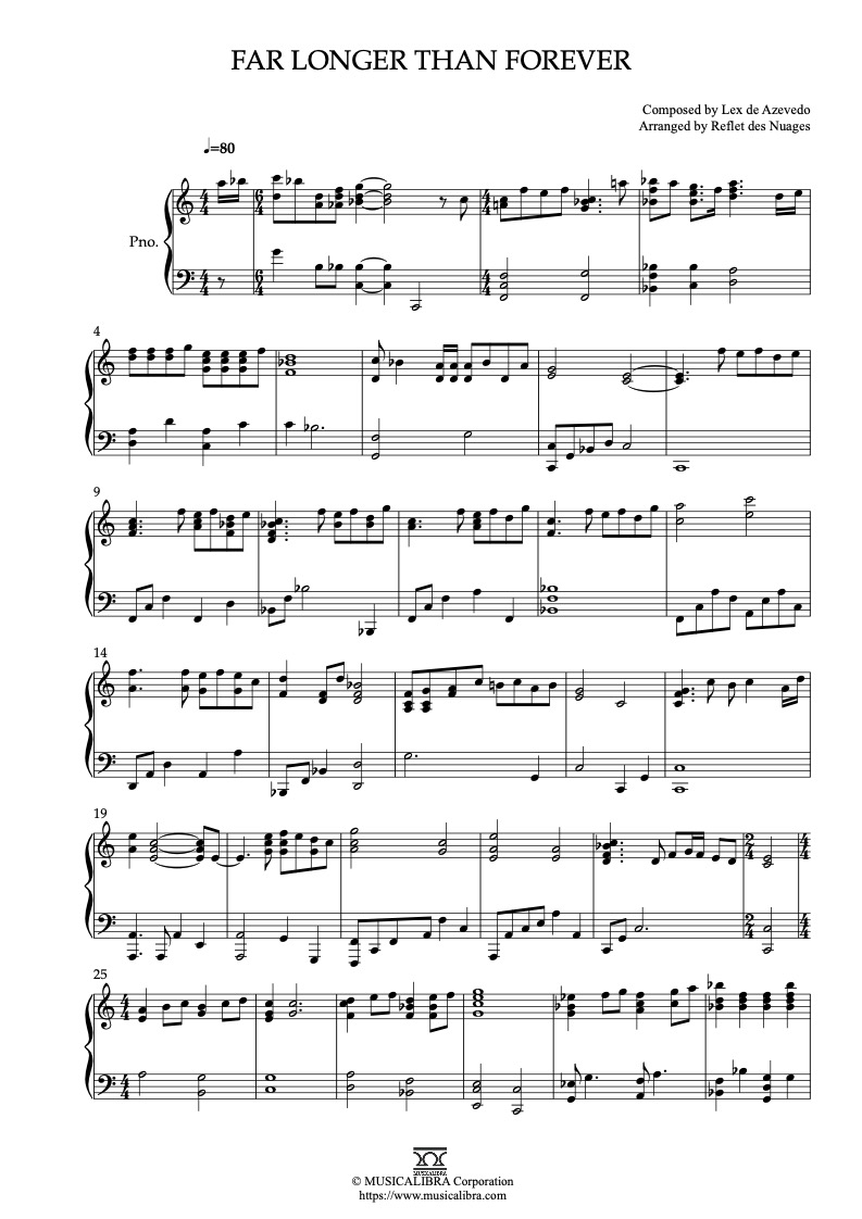 Partitura de The Swan Princess Far Longer Than Forever arreglada para piano solo