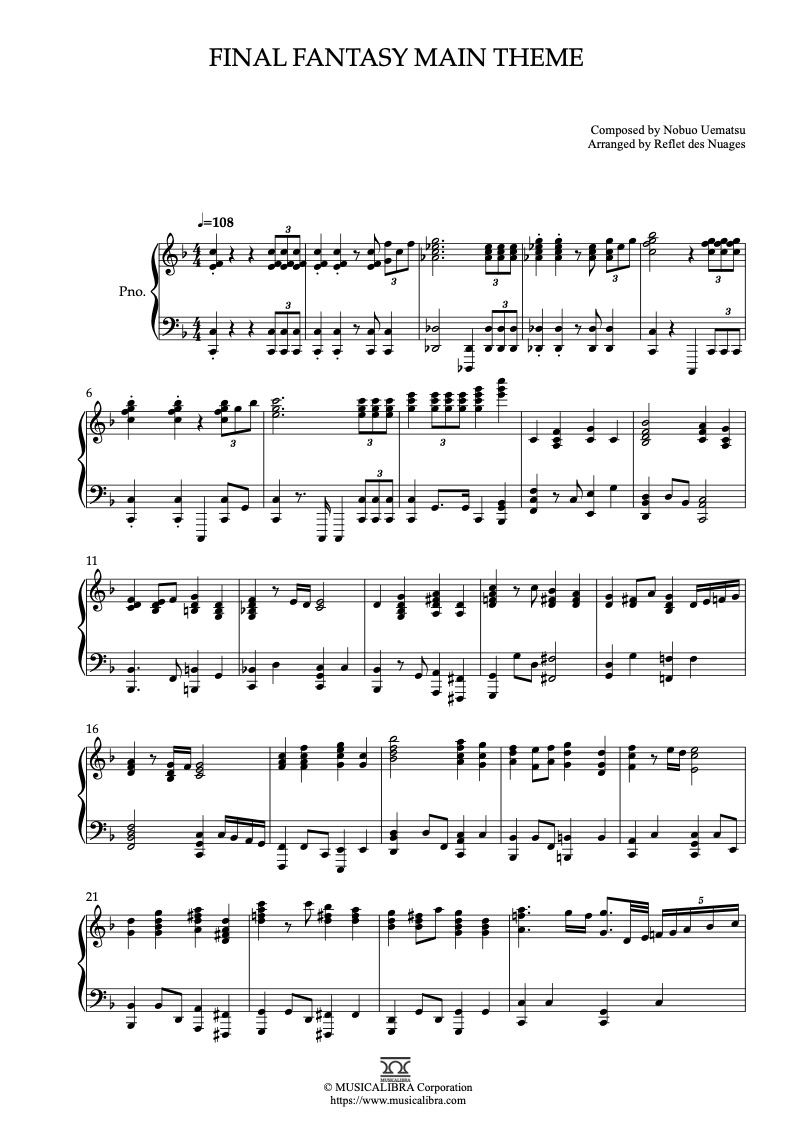 ファイナルファンタジー5 楽しいバイエル併用 ピアノ楽譜 - 楽譜/スコア